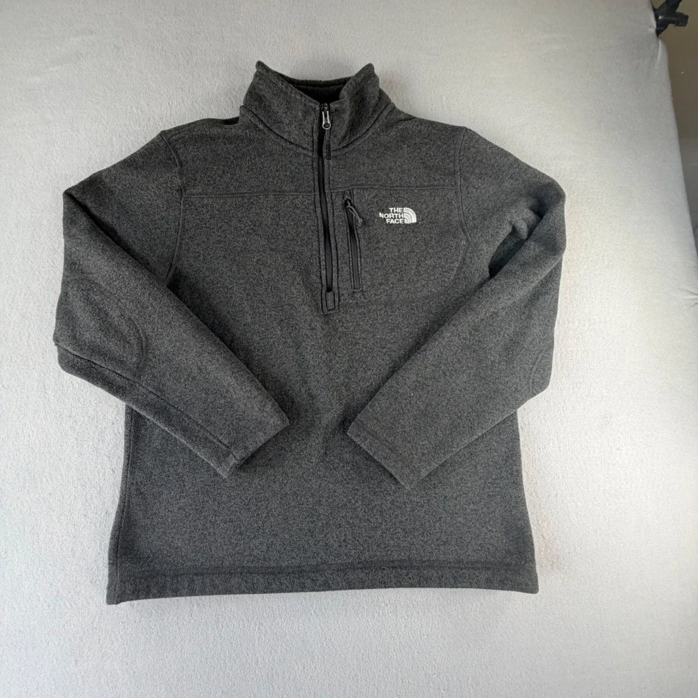 The North Face Gordon Lyons Quarter Zip Fleece Pullover Sweater Gray Mens Large